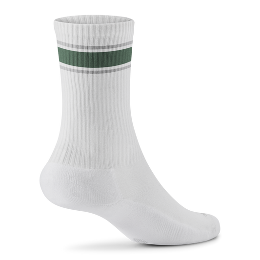 Anytime Crew Sock - Blizzard, Verdant Green (Light Grey Sole)